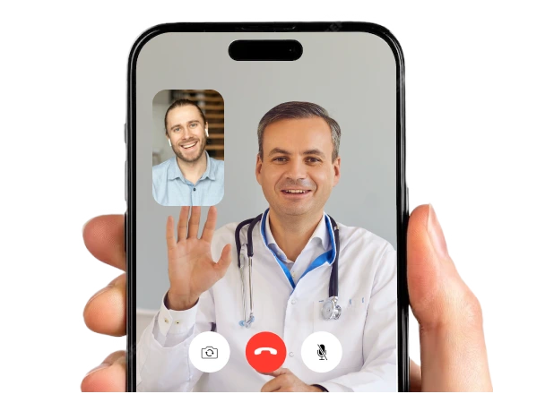 Telehealth doctor talking to patient on video call