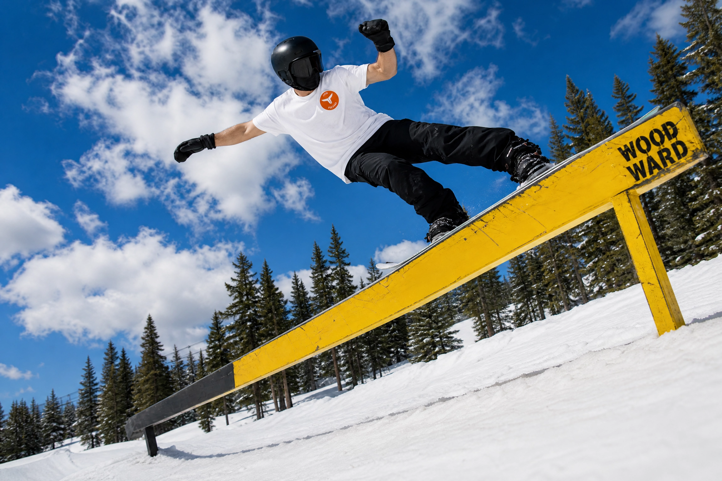 Snowboarder on a rail